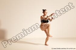 Underwear Martial art Woman White Moving poses Average long colored Dynamic poses Academic